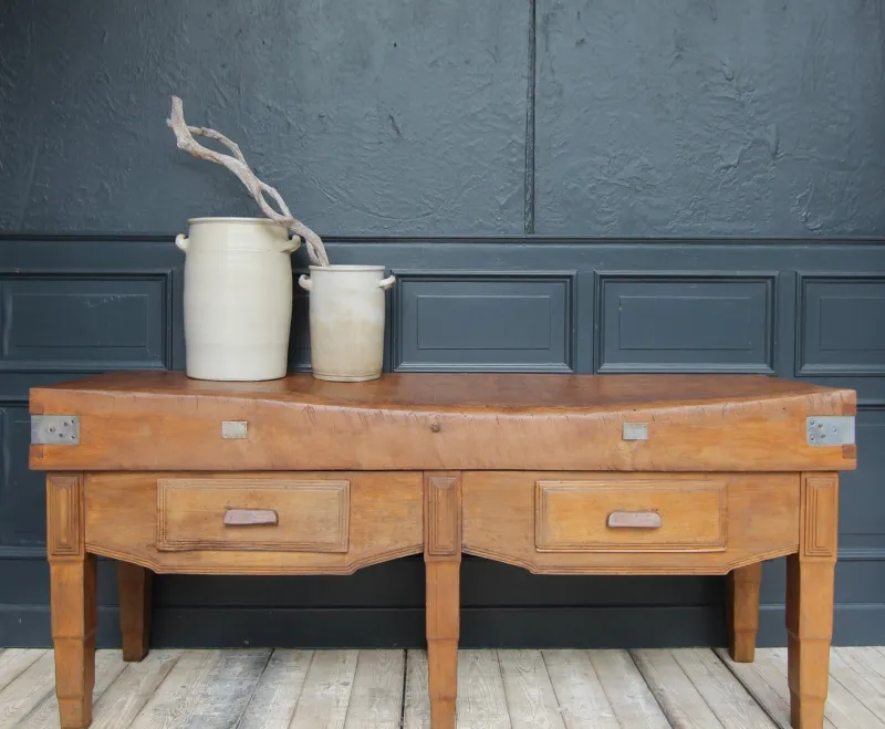 New Pamono Large French Art Deco Butcher's Block Table, 1920s