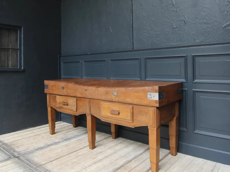 New Pamono Large French Art Deco Butcher's Block Table, 1920s