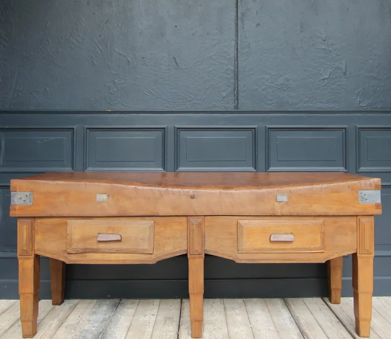 New Pamono Large French Art Deco Butcher's Block Table, 1920s