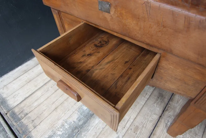 New Pamono Large French Art Deco Butcher's Block Table, 1920s