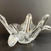 Pamono Large French Floral Crystal Glass Shell Bowl by Art Vannes, France, 1960s> Bowls