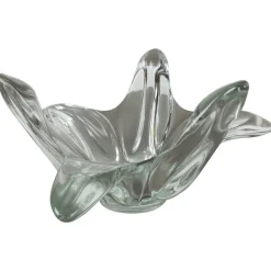Pamono Large French Floral Crystal Glass Shell Bowl by Art Vannes, France, 1970s> Bowls