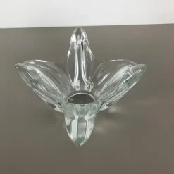 Pamono Large French Floral Crystal Glass Shell Bowl by Art Vannes, France, 1970s><noscript><img width=