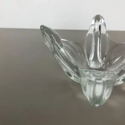 Pamono Large French Floral Crystal Glass Shell Bowl by Art Vannes, France, 1970s><noscript><img width=