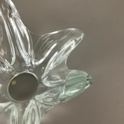Pamono Large French Floral Crystal Glass Shell Bowl by Art Vannes, France, 1970s><noscript><img width=