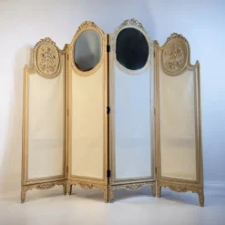 Pamono Large French Four-Fold Mirrored Dressing Screen, 1920s> Room Dividers & Screens