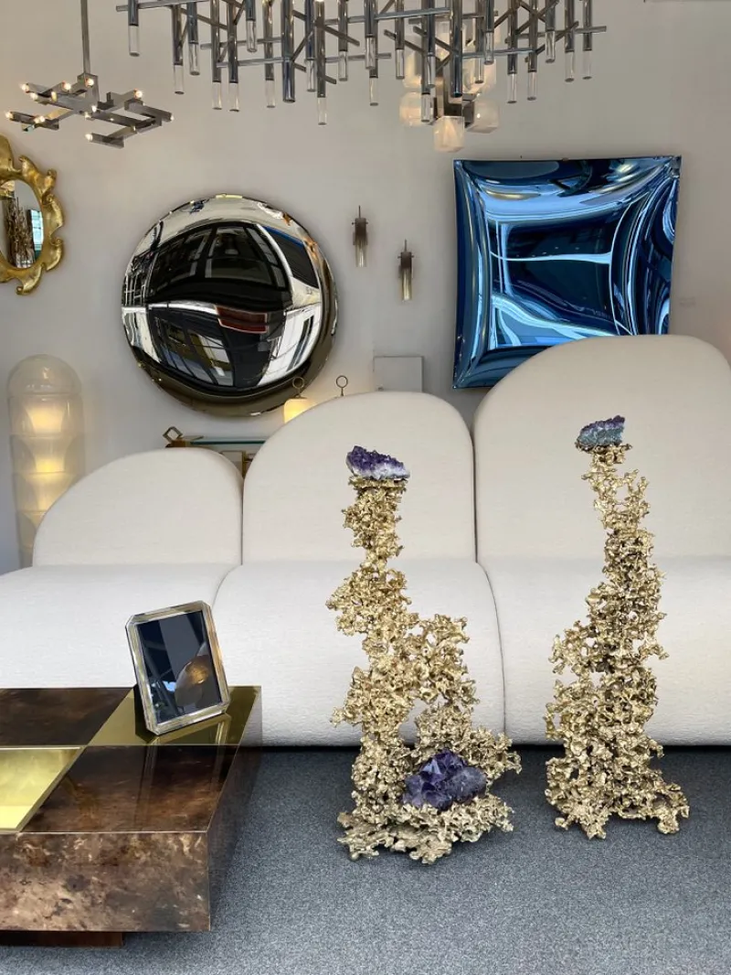 Outlet Pamono Large French Gilt Bronze and Amethyst Sculptures by Boeltz, 1970s, Set of 2