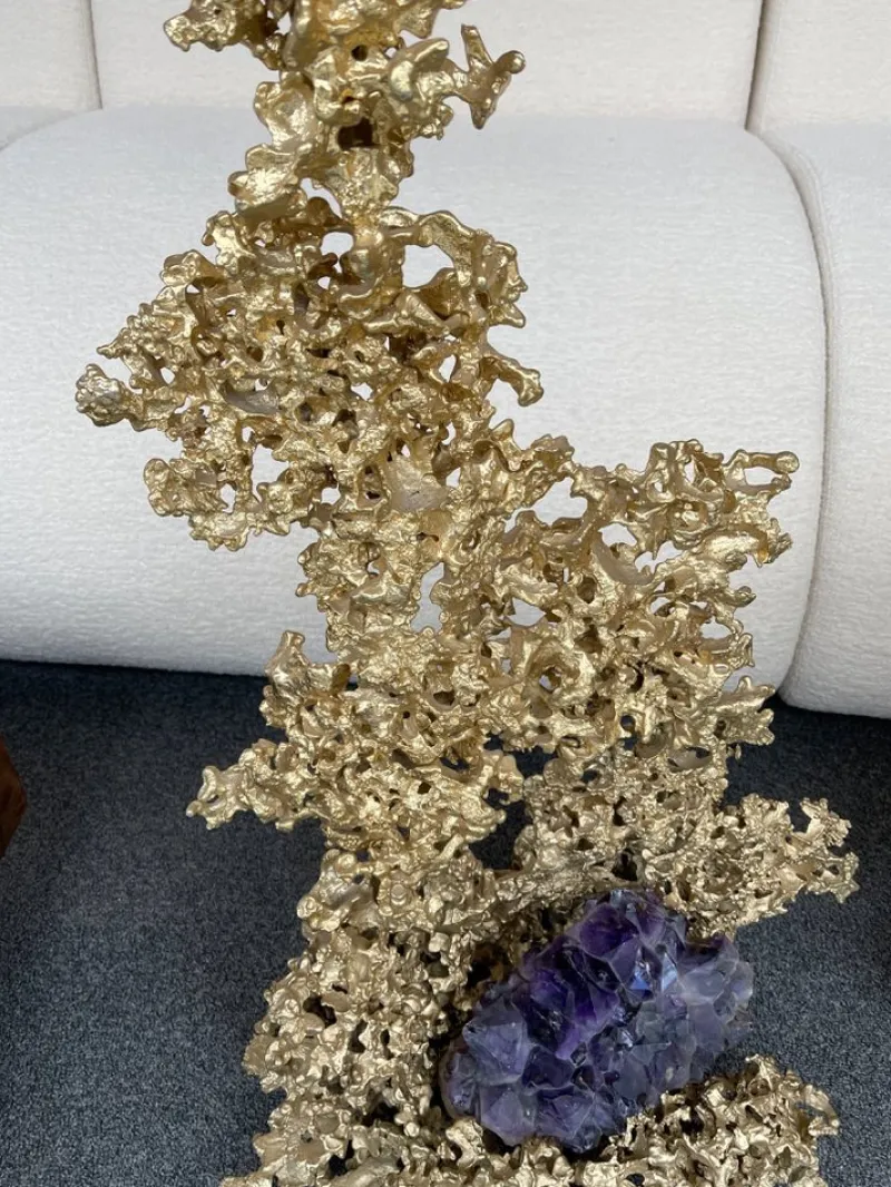 Outlet Pamono Large French Gilt Bronze and Amethyst Sculptures by Boeltz, 1970s, Set of 2