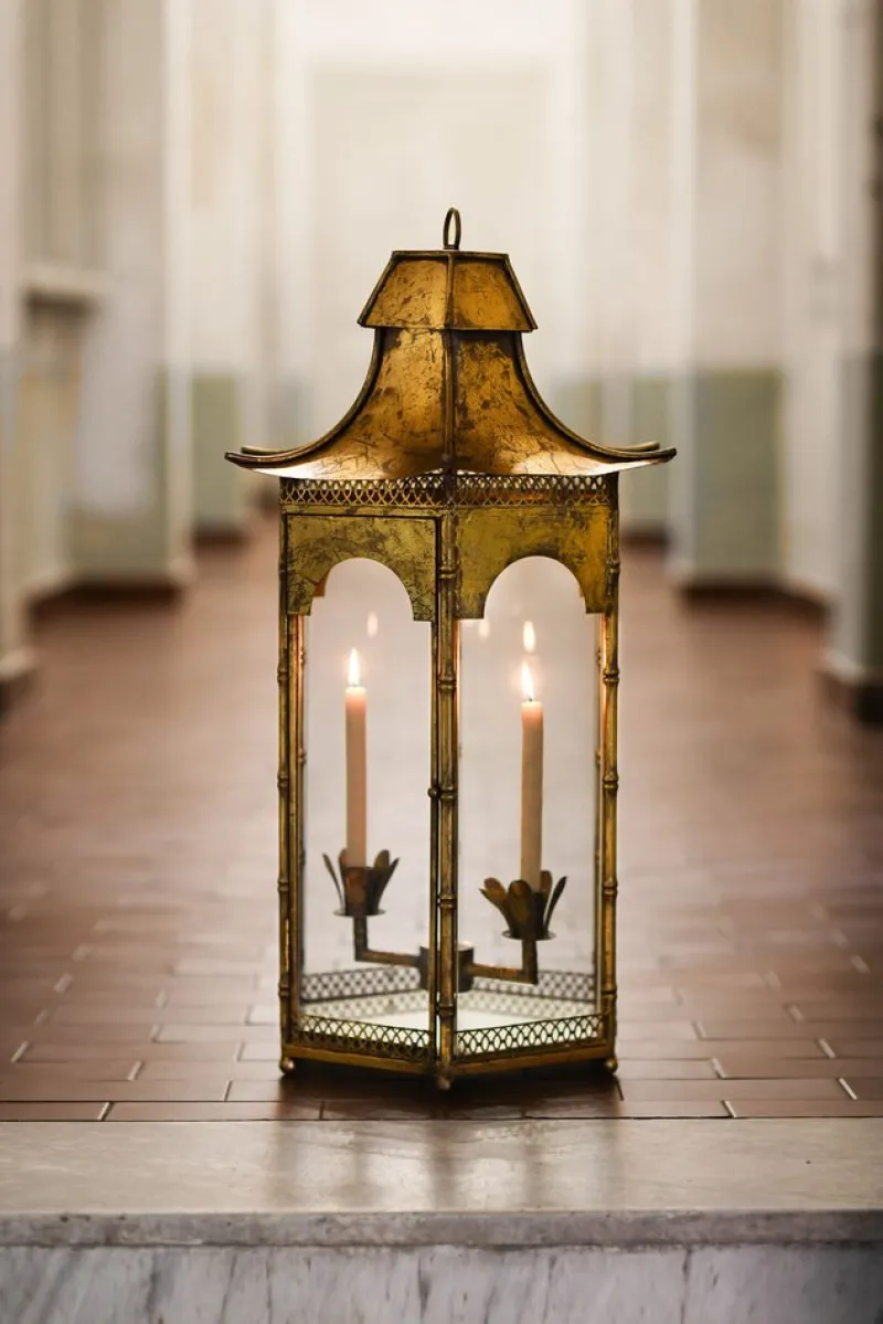 Online Pamono Large French Lantern in Golden Metal, 1970s