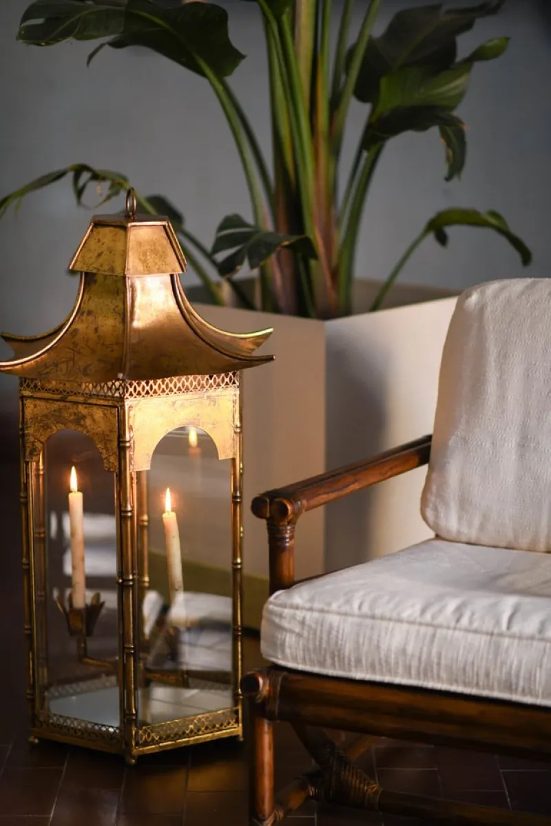 Online Pamono Large French Lantern in Golden Metal, 1970s