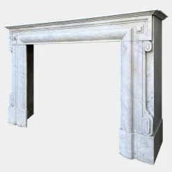 Sale Pamono Large French Louis XIV Carrara Marble Fireplace Mantel, 1870s