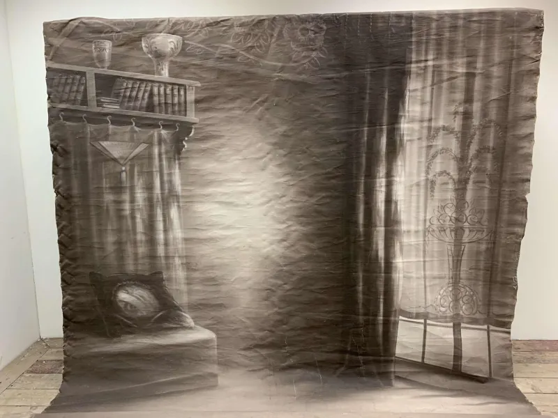 Discount Pamono Large French Photographer's Backdrop of Interior Scene, 1900s