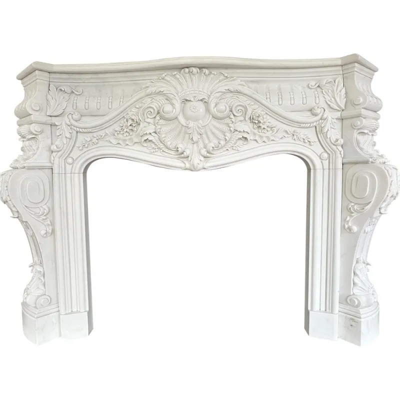 Discount Pamono Large French Rococo White Marble Fireplace, 1990