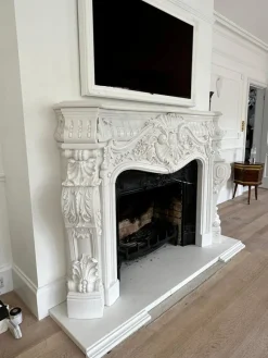 Discount Pamono Large French Rococo White Marble Fireplace, 1990