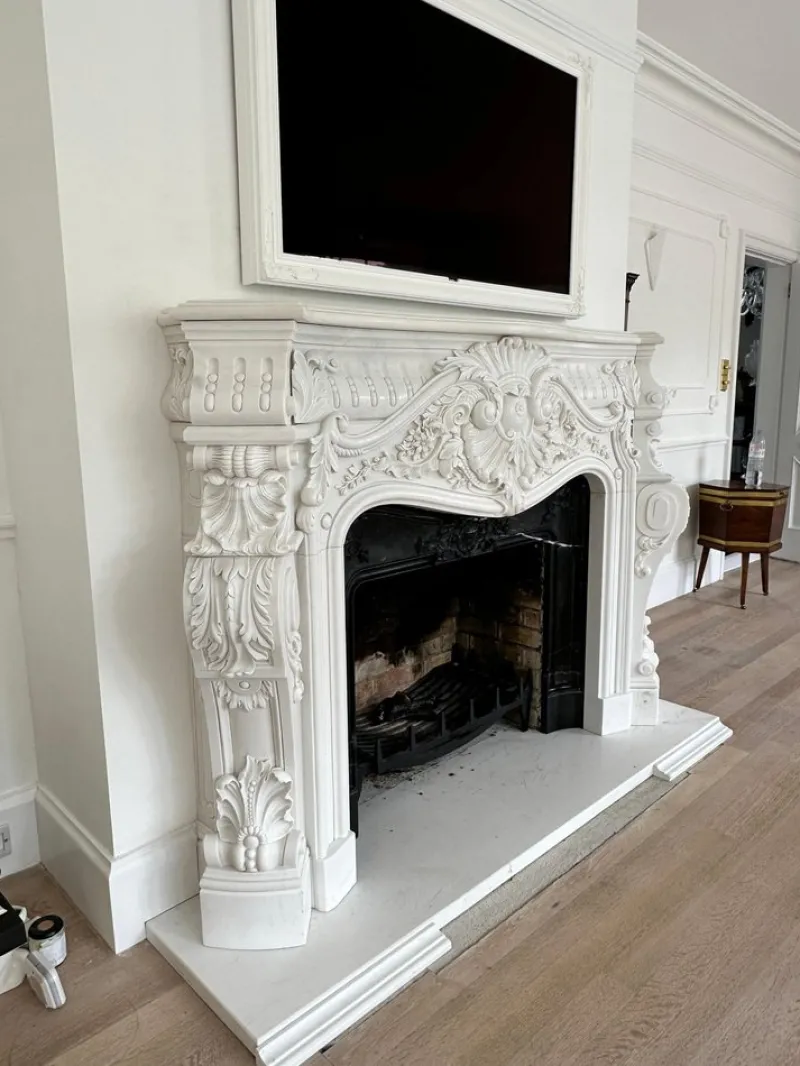 Discount Pamono Large French Rococo White Marble Fireplace, 1990