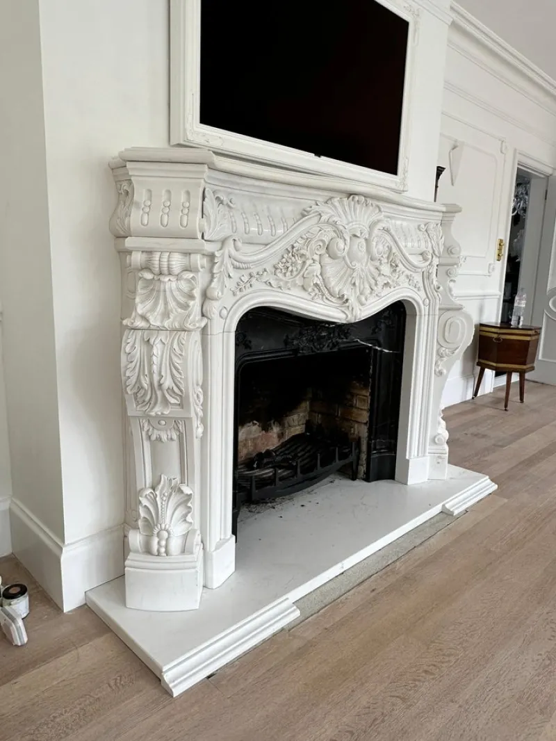 Discount Pamono Large French Rococo White Marble Fireplace, 1990