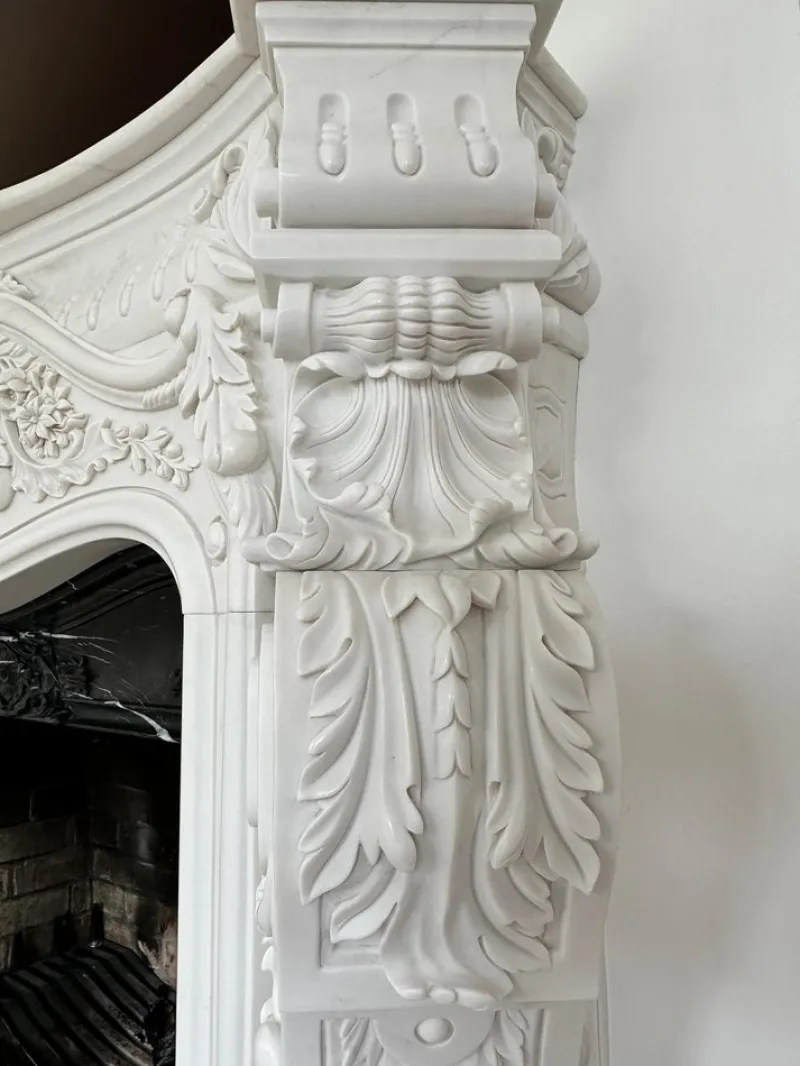 Discount Pamono Large French Rococo White Marble Fireplace, 1990