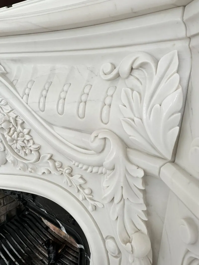 Discount Pamono Large French Rococo White Marble Fireplace, 1990