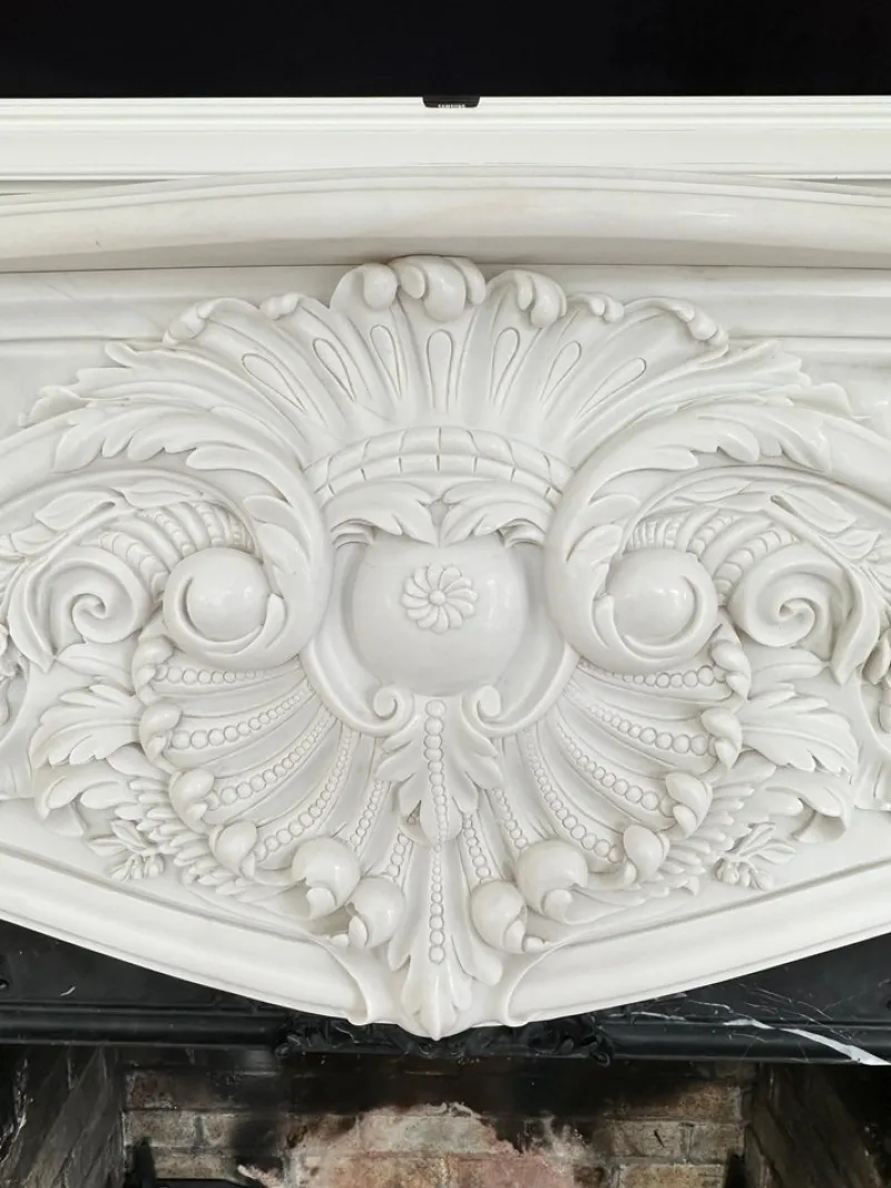Discount Pamono Large French Rococo White Marble Fireplace, 1990