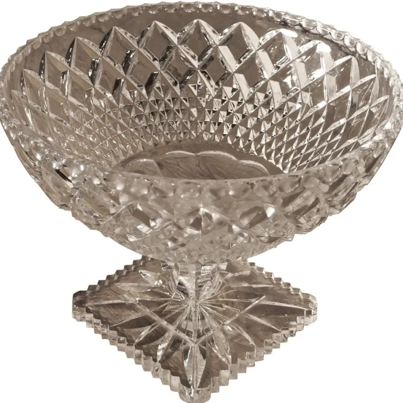 Online Pamono Large French Tazza Diamond Cut Cristal Pedestal Fruit Dish, 1950