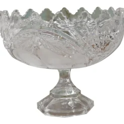 Pamono Large French Tazza Etched Cristal Pedestal Fruit Dish, 1960s> Serving Dishes