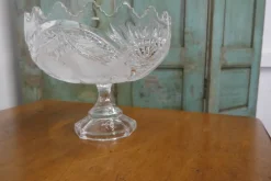 Pamono Large French Tazza Etched Cristal Pedestal Fruit Dish, 1960s><noscript><img width=