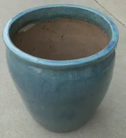Pamono Large French Terracotta Turquoise Blue Garden Planter, 1960s><noscript><img width=