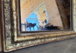 Pamono Large French Vertical Gilt Mirror with Floral Crest, 1890s><noscript><img width=