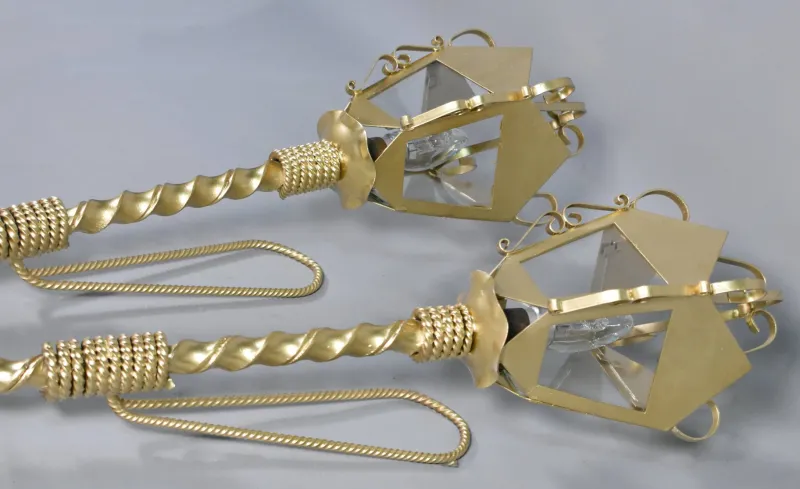 Pamono Large French Wall Sconces, 1950s, Set of 2> Wall Lights & Sconces
