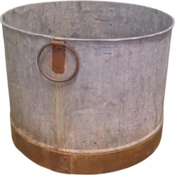 Pamono Large Galvanised Steel and Iron Cauldron> Trunks Crates & Baskets