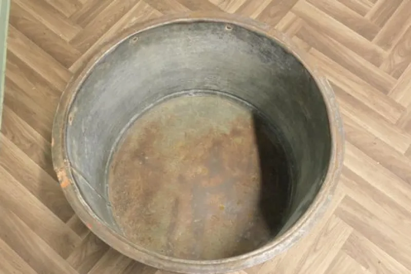 Pamono Large Galvanised Steel and Iron Cauldron Log Bin> Trunks Crates & Baskets