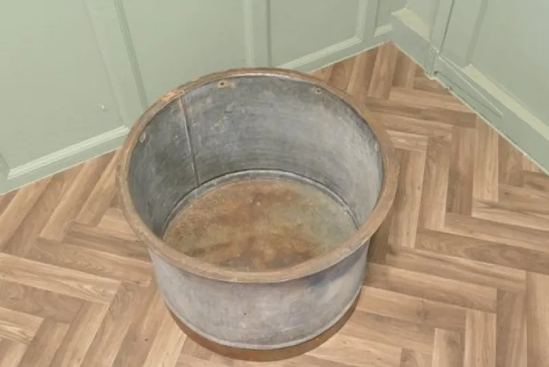 Pamono Large Galvanised Steel and Iron Cauldron Log Bin> Trunks Crates & Baskets