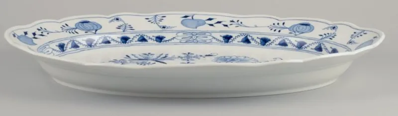 Pamono Large German Blue Onion Pattern Serving Platter from Meissen, 1890s> Serving Dishes