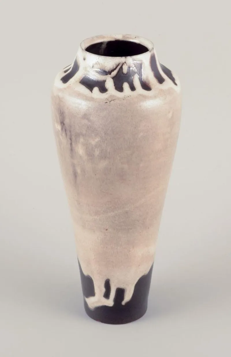Best Pamono Large German Ceramic Vase with Floating Glaze, 1980s