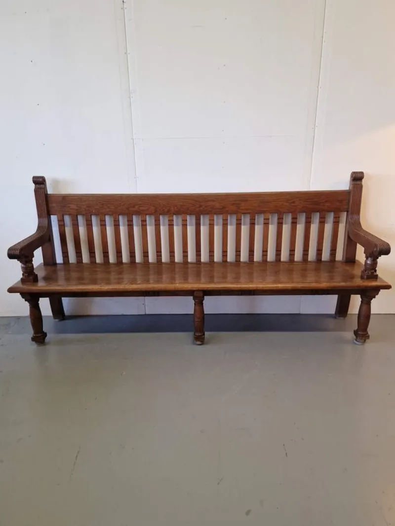 Pamono Large German Church Bench in Oak> Benches