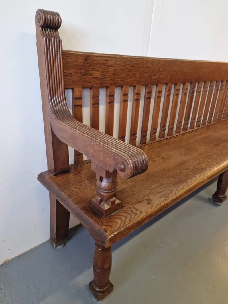 Pamono Large German Church Bench in Oak> Benches
