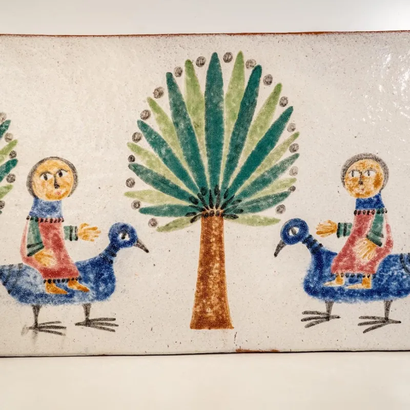 Pamono Large Glazed Ceramic Plaque by Marie-Henriette Bataille, 1960s> Wall Decor