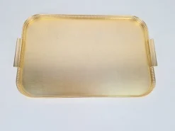 Outlet Pamono Large Gold Anodized Aluminum Tray by Kaymet, 1950s