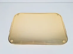 Outlet Pamono Large Gold Anodized Aluminum Tray by Kaymet, 1950s