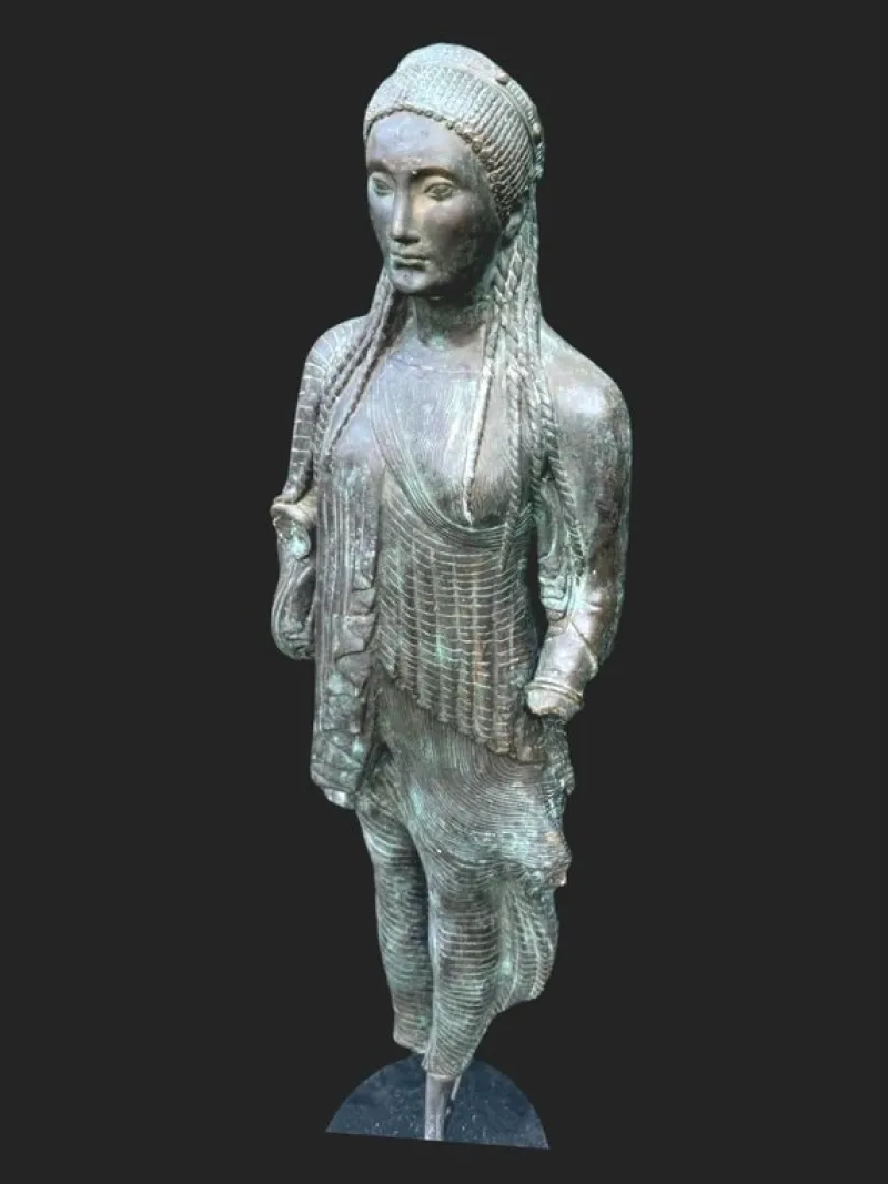 Pamono Large Greek Bronze Sculptures from the Achaean Period, 1940s, Set of 2> Garden Accessories