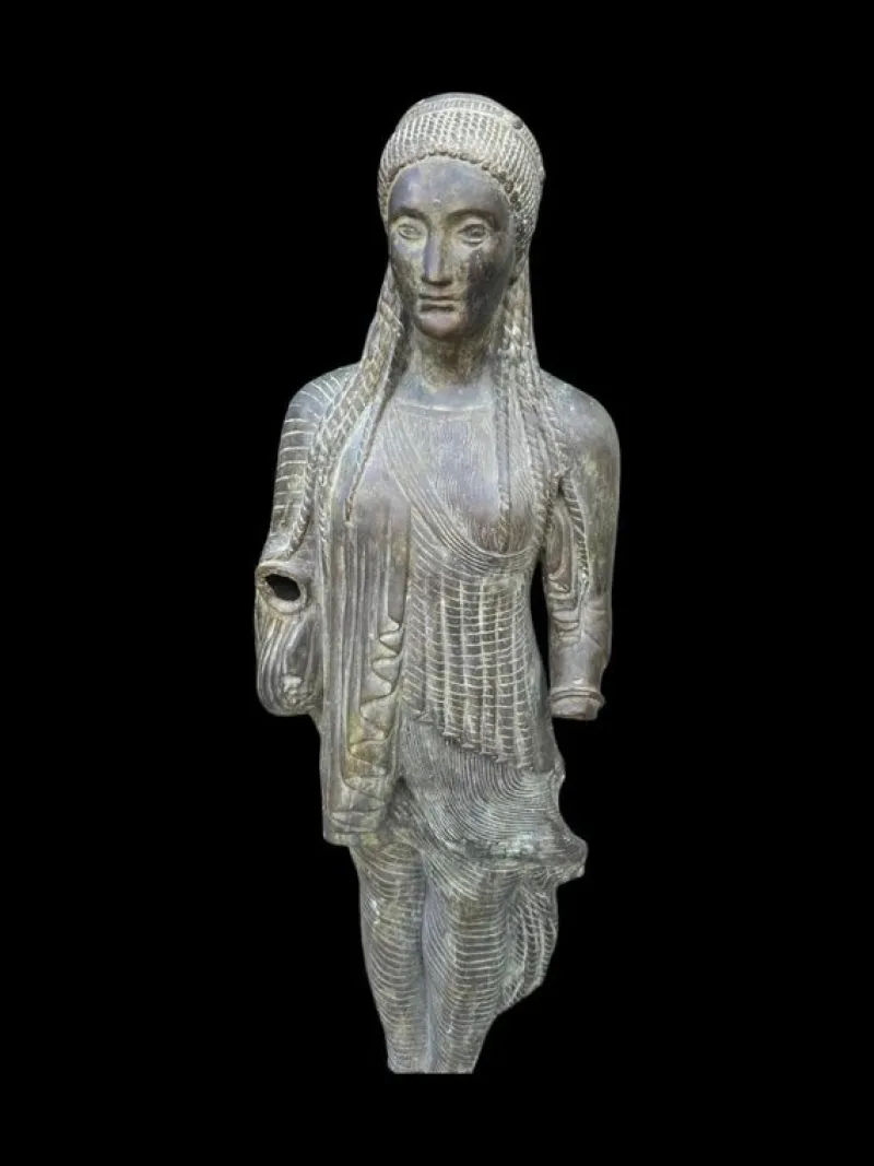 Pamono Large Greek Bronze Sculptures from the Achaean Period, 1940s, Set of 2> Garden Accessories