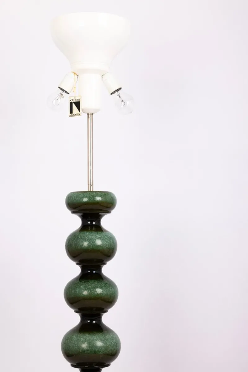 Pamono Large Green Ceramic Floor Lamp from Kaiser Leuchten, Germany, 1970s> Floor Lamps
