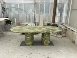 Pamono Large Green Marble Oval Dining Table by My Habitat Design> Tables