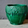 Pamono Large Green Slip Planter from Orchies, 1930s> Planters And Jardiniere