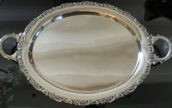 Pamono Large Handmade Sterling Silver Platter, 1930s