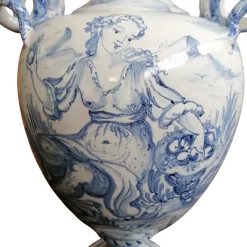 Pamono Large Hand-Painted Ceramic Vase from Spotorno, 1950s><noscript><img width=