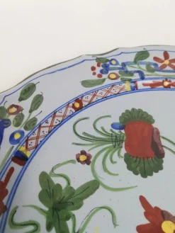 Pamono Large Hand-Painted Plate with Italian Oriental Decoration from Faenza, 1940s><noscript><img width=