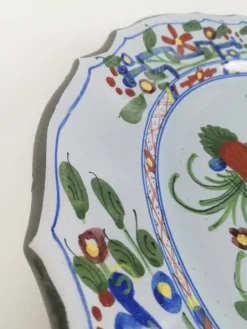 Pamono Large Hand-Painted Plate with Italian Oriental Decoration from Faenza, 1940s><noscript><img width=