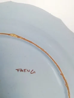 Pamono Large Hand-Painted Plate with Italian Oriental Decoration from Faenza, 1940s><noscript><img width=