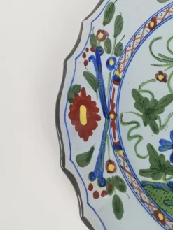 Pamono Large Hand-Painted Plate with Italian Oriental Decoration from Faenza, 1940s><noscript><img width=